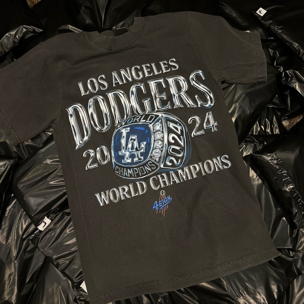 Grey Dodgers World Champions Tee